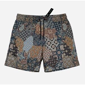 Kinetic Kings Fundamental Shorts Men's Sz 2XL Brown Floral Paisley Gym Athletic